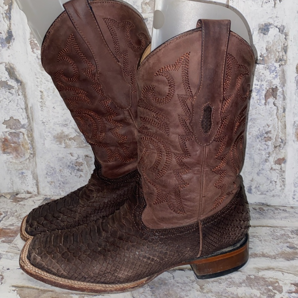 Los Altos Men’s Python Square Toe Boots ( Brown )… - image 1